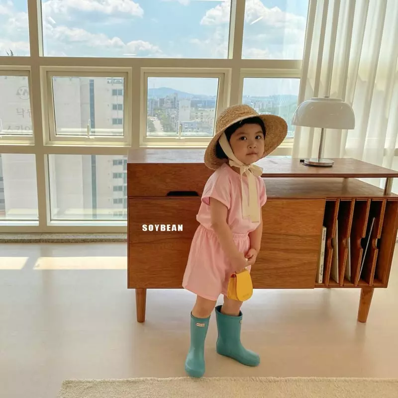 Soybean - Korean Children Fashion - #kidzfashiontrend - Cap Sleeves Rolly Pop Top Bottom Set - 6