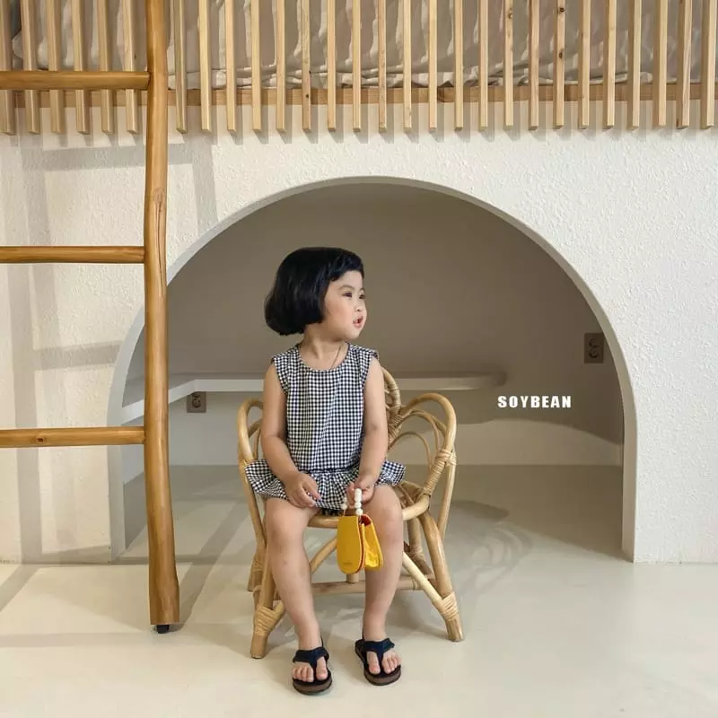 Soybean - Korean Children Fashion - #littlefashionista - Check Frill Top Bottom Set