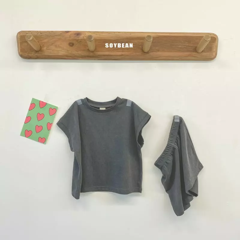 Soybean - Korean Children Fashion - #magicofchildhood - Cap Sleeves Pigment Top Bottom Set - 10