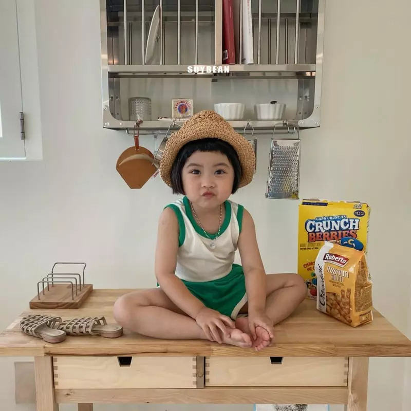 Soybean - Korean Children Fashion - #minifashionista - Sleeveless Macaroon Top Bottom Set - 7