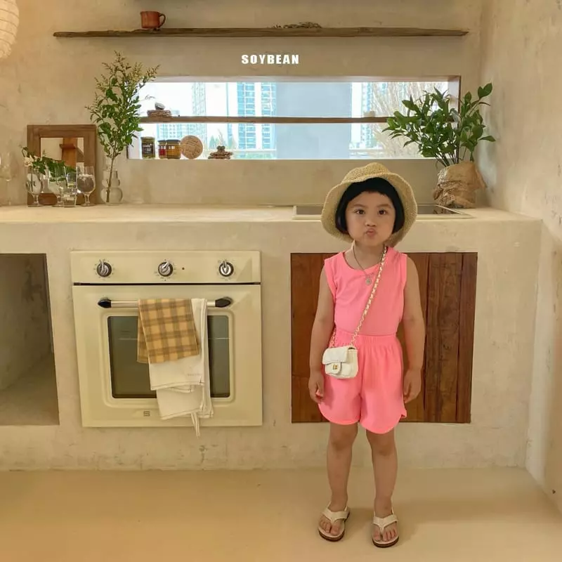 Soybean - Korean Children Fashion - #minifashionista - Sleeveless Wind Pleats Top Bottom Set - 2