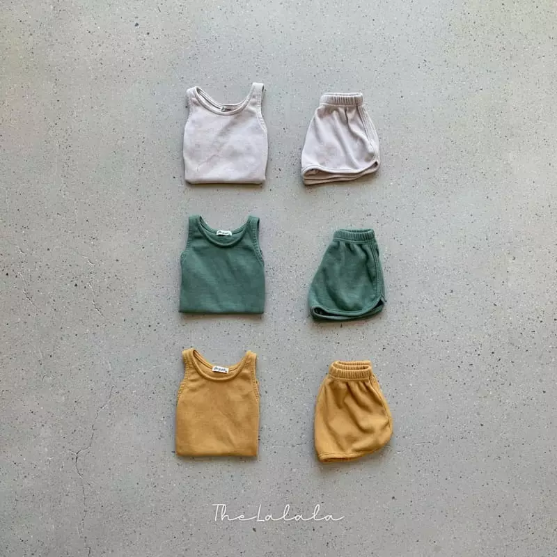 The Lalala - Korean Children Fashion - #prettylittlegirls - Waffle Sleeveless Top Bottom Set - 5
