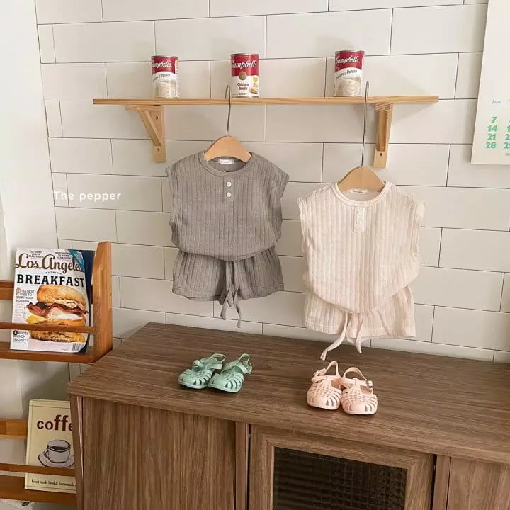The Pepper - Korean Children Fashion - #childofig - Rib Knit Top Bottom Set
