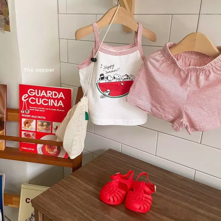 The Pepper - Korean Children Fashion - #designkidswear - Snop Watermelon Top Bottom Set