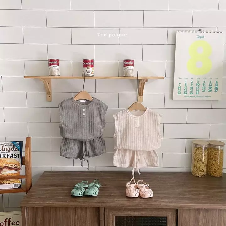 The Pepper - Korean Children Fashion - #designkidswear - Rib Knit Top Bottom Set - 4