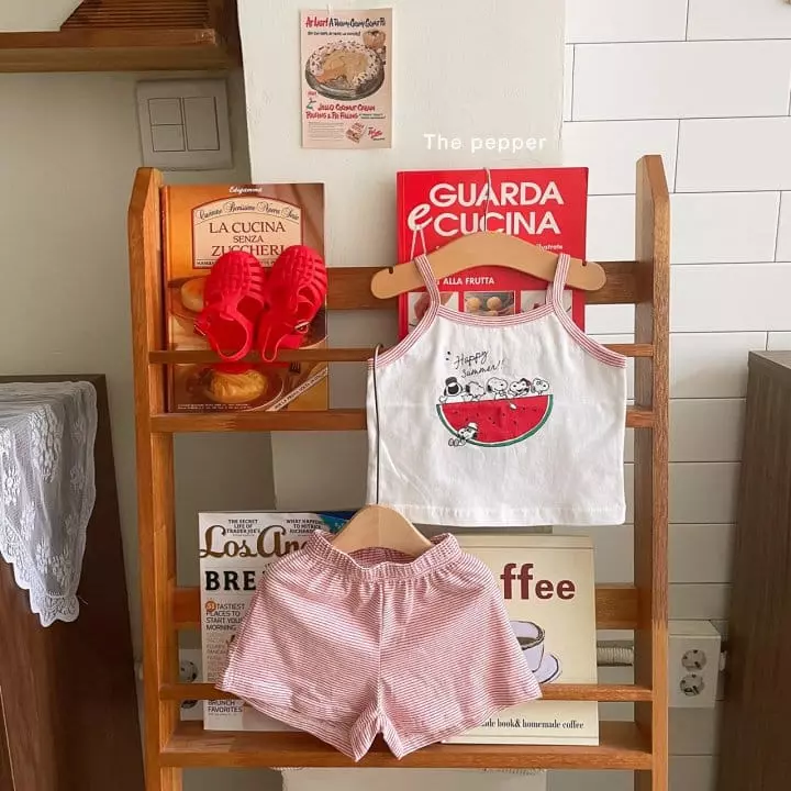 The Pepper - Korean Children Fashion - #fashionkids - Snop Watermelon Top Bottom Set - 3
