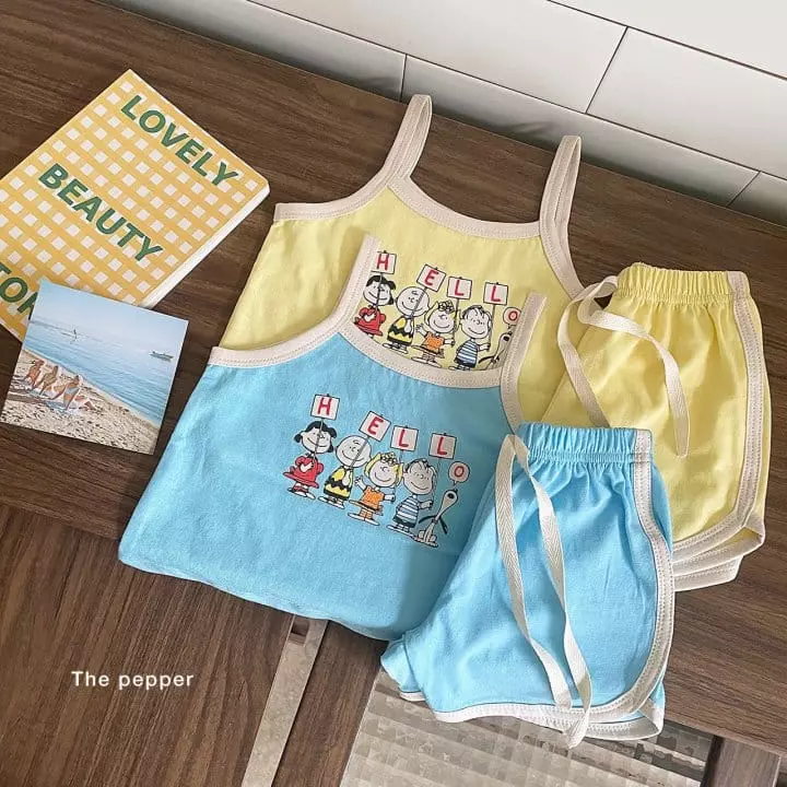 The Pepper - Korean Children Fashion - #kidsshorts - Snop Hello Top Bottom Set - 5