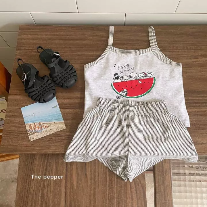 The Pepper - Korean Children Fashion - #fashionkids - Snop Watermelon Top Bottom Set - 4