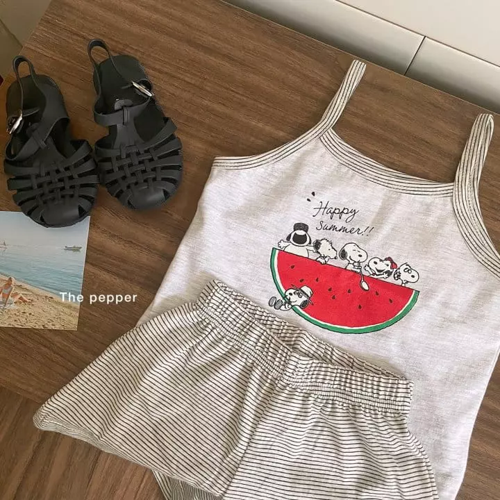 The Pepper - Korean Children Fashion - #kidsstore - Snop Watermelon Top Bottom Set - 5