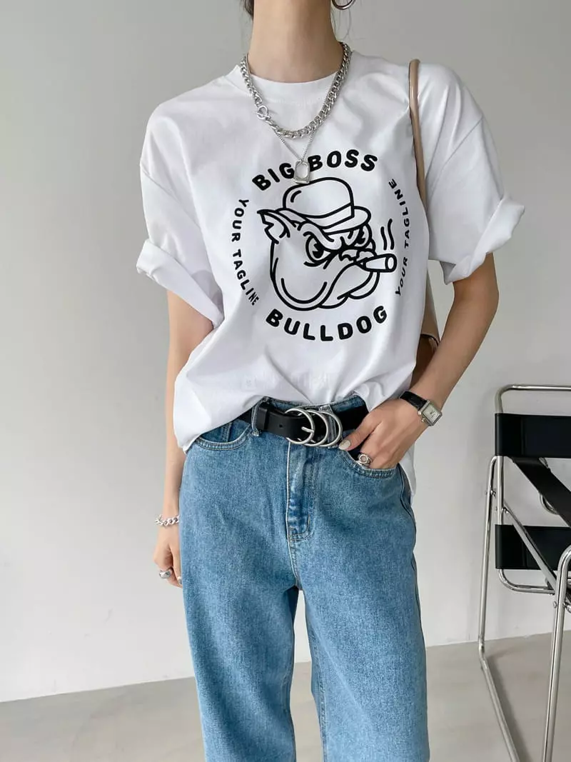 Then - Korean Women Fashion - #momslook - Bulldog Tee - 3
