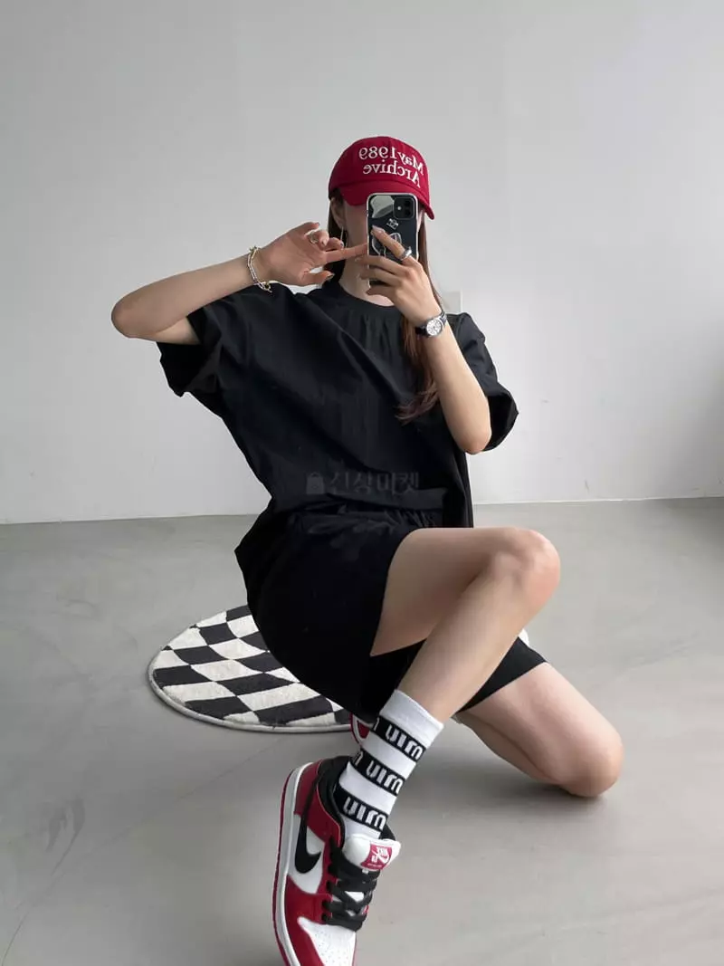 Then - Korean Women Fashion - #momslook - Nylon Top Bottom Set - 3