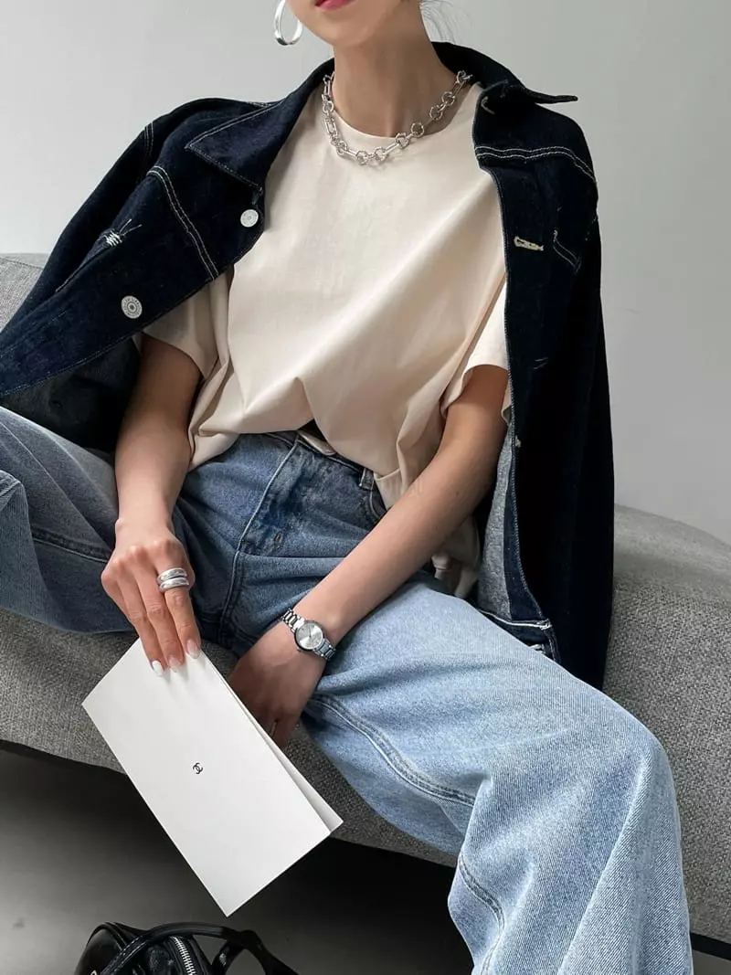 Then - Korean Women Fashion - #momslook - H Silket Tee - 2