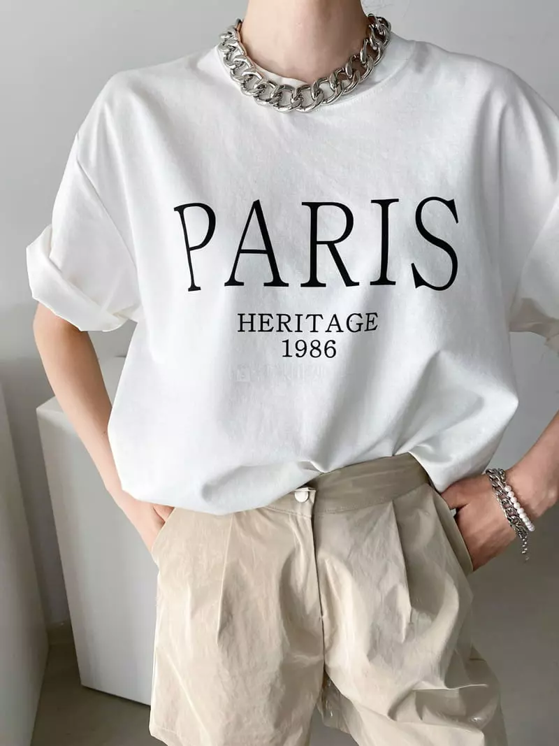 Then - Korean Women Fashion - #shopsmall - Paris Short Sleeves Teee - 8