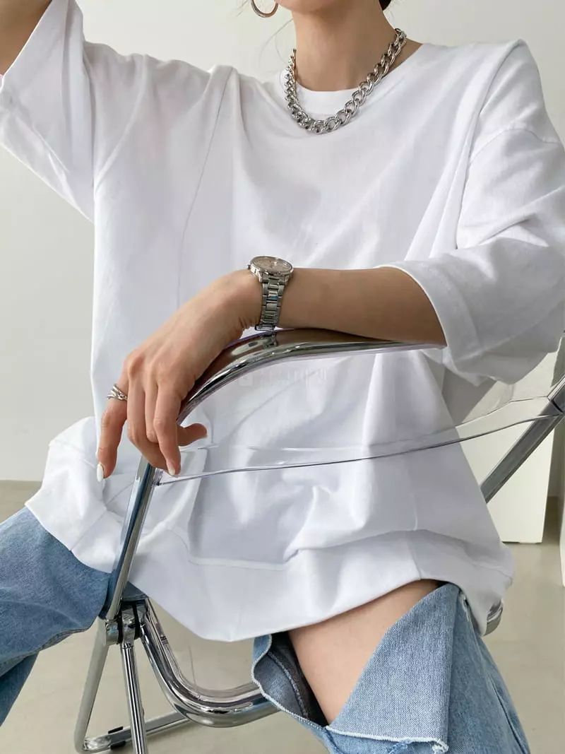 Then - Korean Women Fashion - #vintagekidsstyle - Overfit Slit Tee