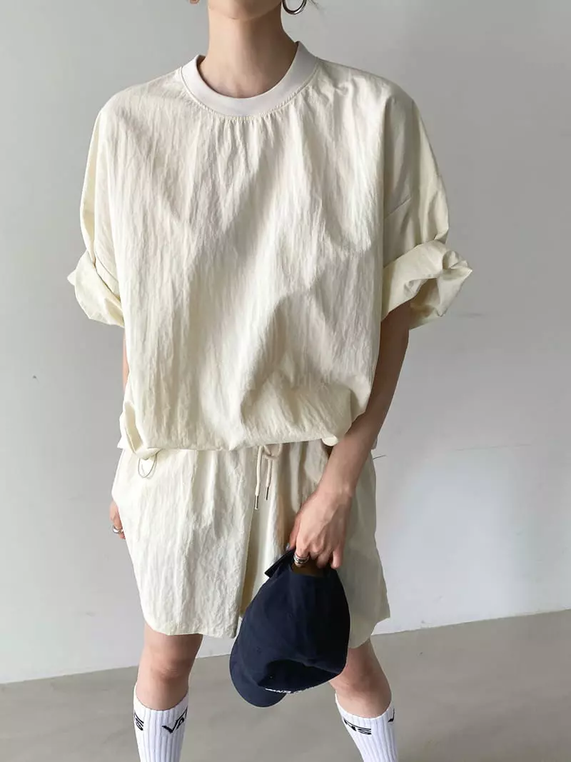 Then - Korean Women Fashion - #womensfashion - Nylon Top Bottom Set - 10