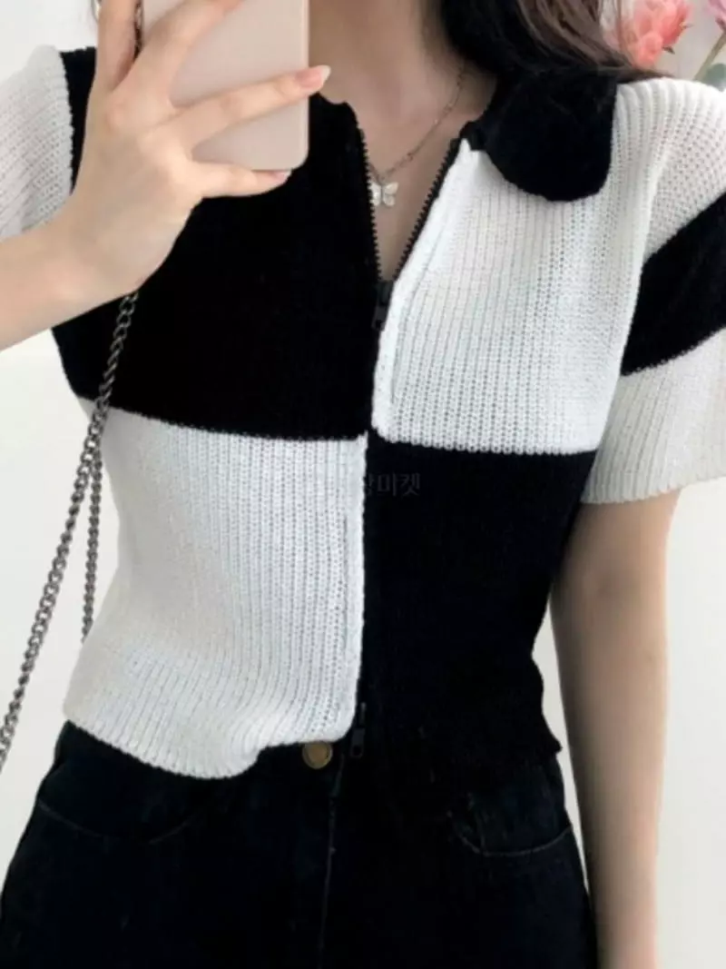 To U - Korean Women Fashion - #momslook - Combi Two Way Zip-up - 3