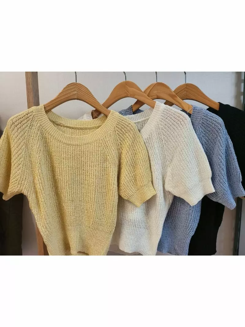 To U - Korean Women Fashion - #momslook - Wood Back Slit Round Knit Tee