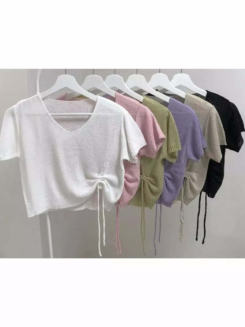 To U - Korean Women Fashion - #womensfashion - Anthony Stripes V Knit Tee - 4