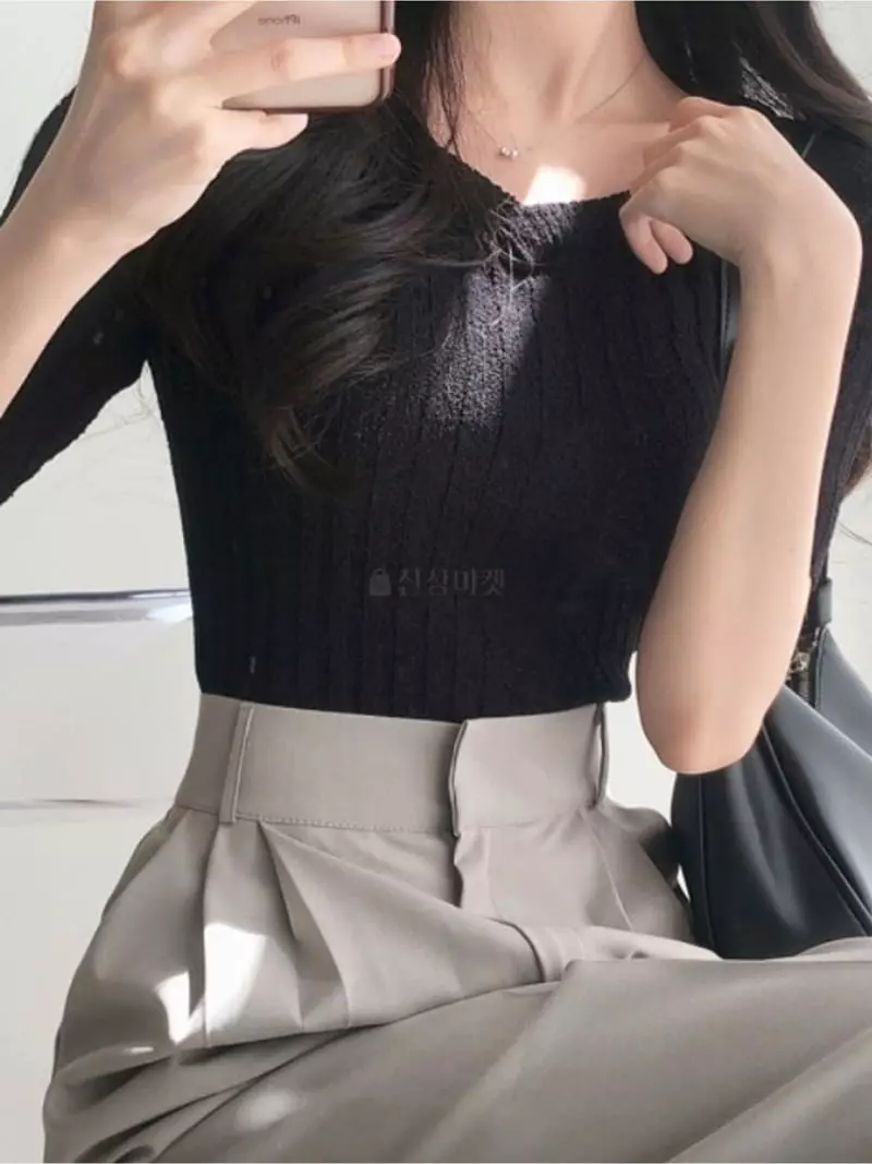 To U - Korean Women Fashion - #momslook - Front Back Knit Tee - 2