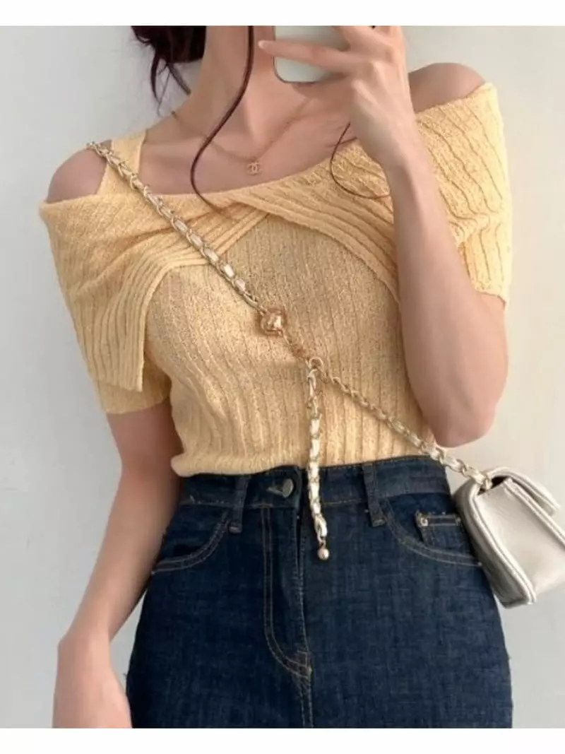 To U - Korean Women Fashion - #momslook - Baby Shoulder Knit Tee