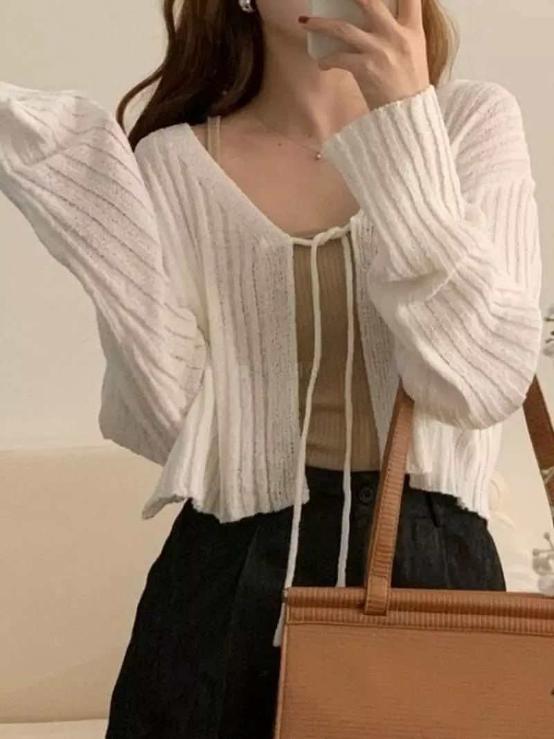 To U - Korean Women Fashion - #momslook - Miel Rib String Bolero - 2