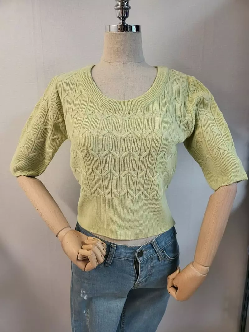 To U - Korean Women Fashion - #momslook - Mini Churro Knit Tee - 3
