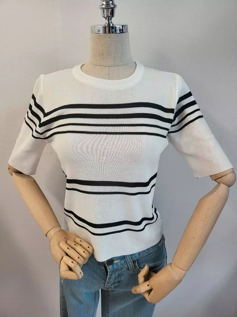 To U - Korean Women Fashion - #momslook - Momo Stripes Knit Tee - 2