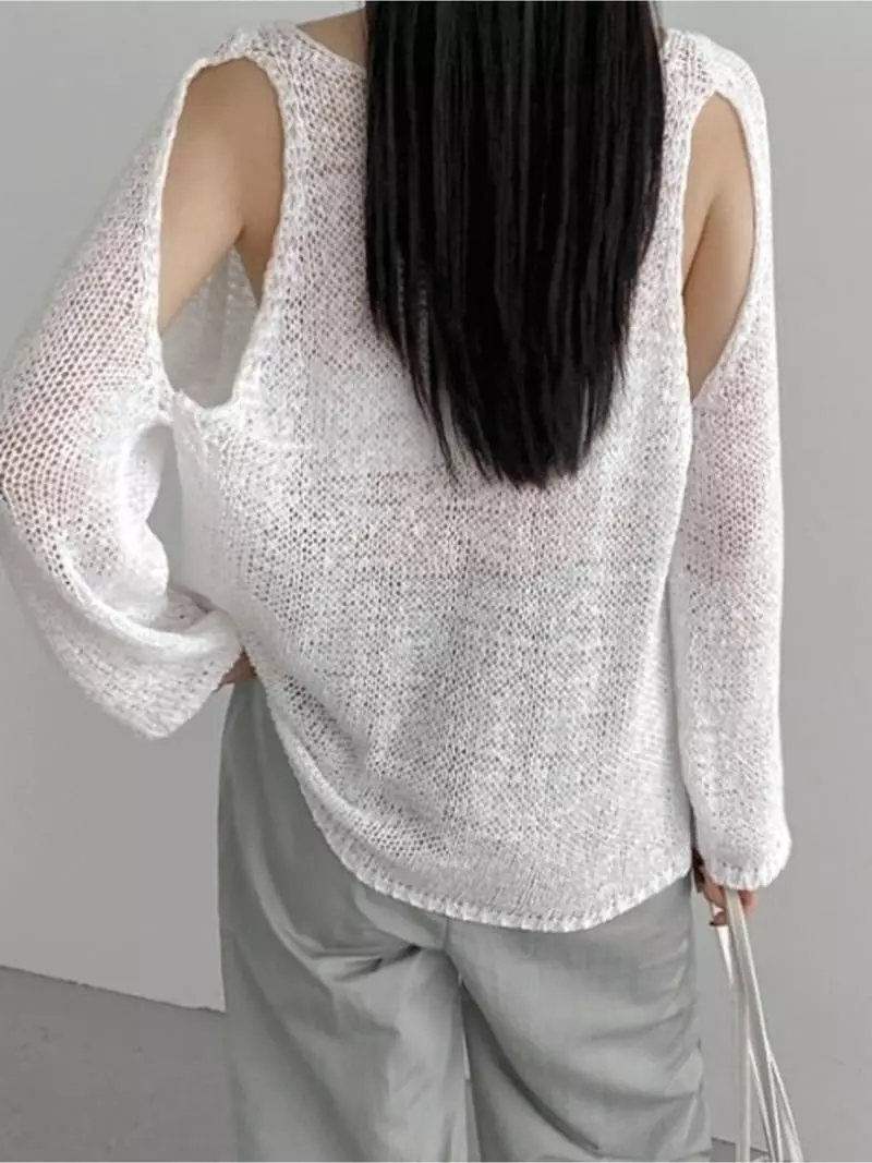 To U - Korean Women Fashion - #momslook - Roshell Slit Knit Tee - 3