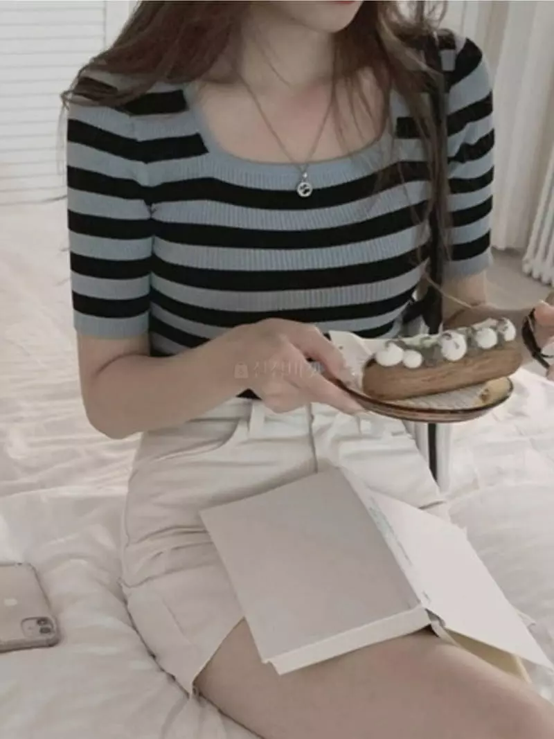 To U - Korean Women Fashion - #momslook - Niki Stripes Tee - 2