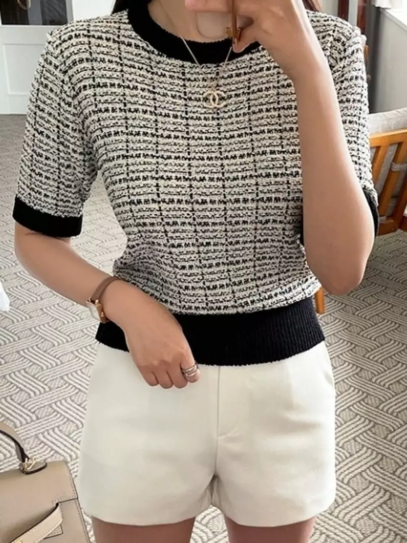 To U - Korean Women Fashion - #restrostyle - Booklr Twit Knit Tee