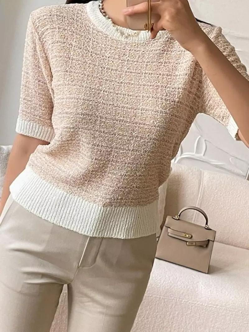 To U - Korean Women Fashion - #romanticstyle - Booklr Twit Knit Tee - 2