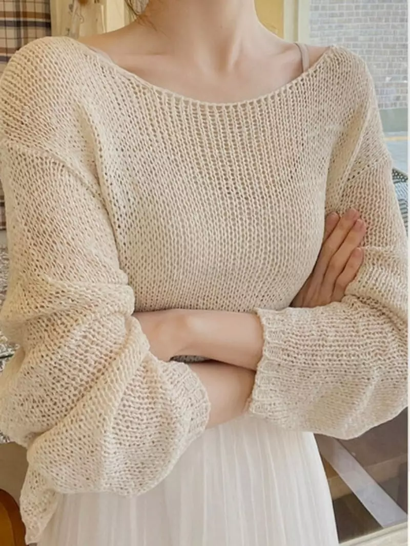 To U - Korean Women Fashion - #vintageinspired - 3G Tape Crop Knit Tee