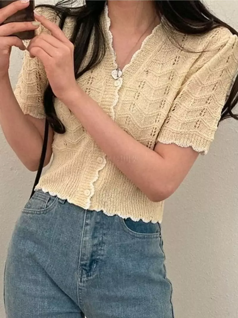 To U - Korean Women Fashion - #vintagekidsstyle - Flower Cardigan - 3
