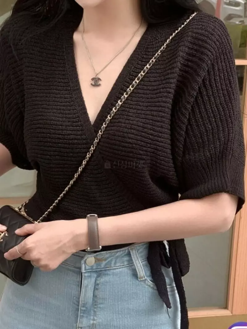 To U - Korean Women Fashion - #womensfashion - Wonder Wrap Knit Tee - 3