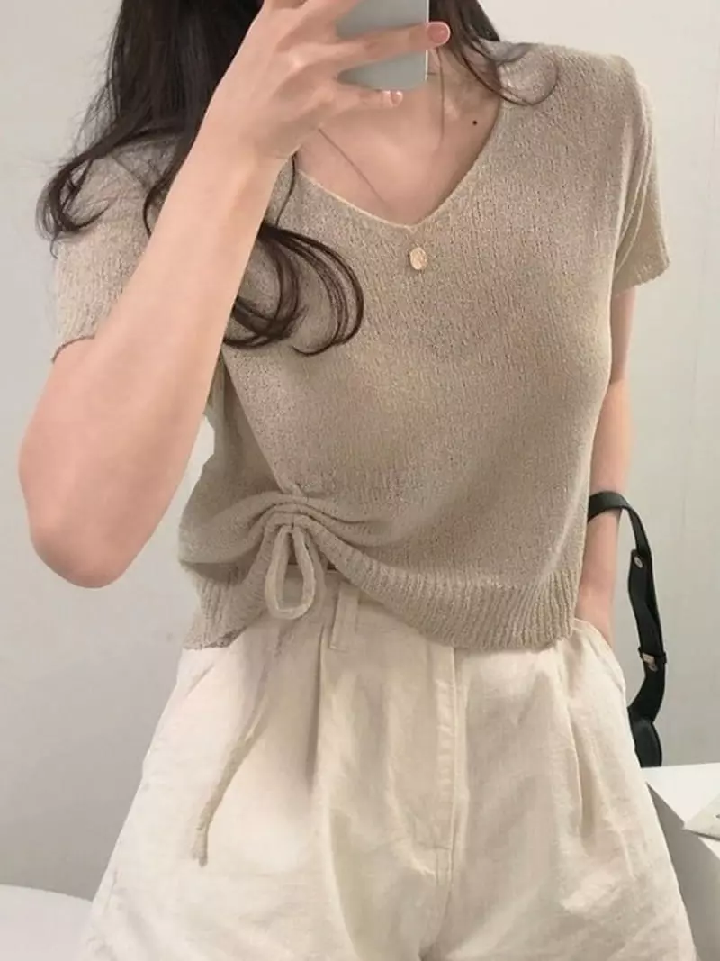 To U - Korean Women Fashion - #womensfashion - Anthony Stripes V Knit Tee
