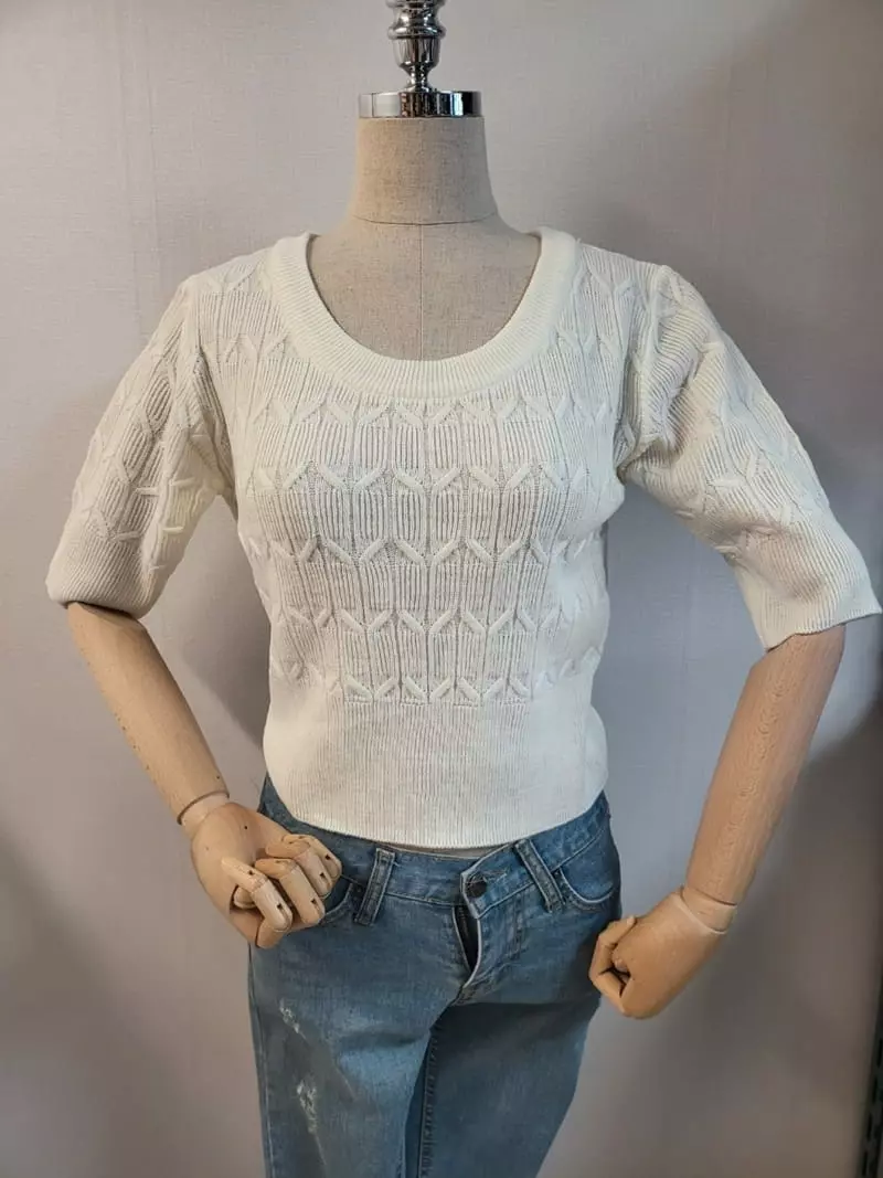 To U - Korean Women Fashion - #womensfashion - Mini Churro Knit Tee - 2