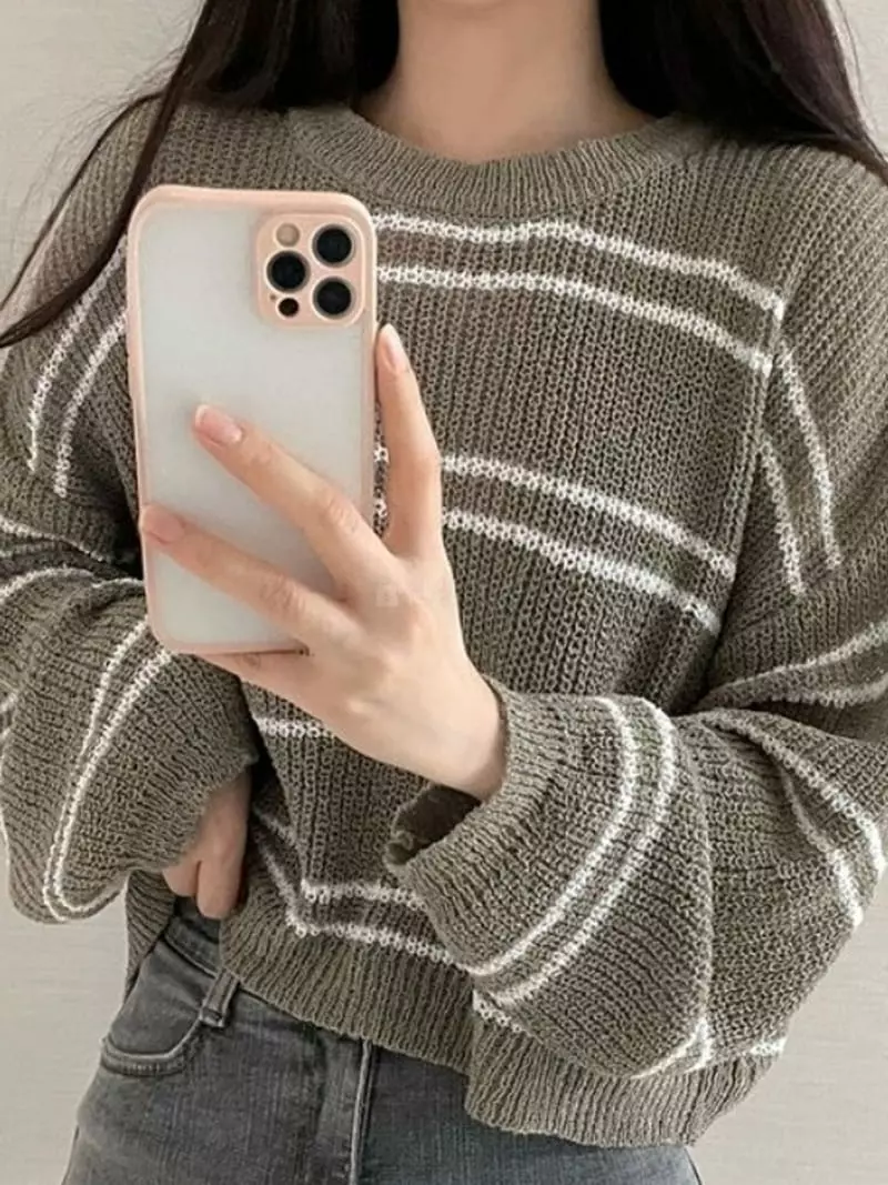 To U - Korean Women Fashion - #womensfashion - Little Marine Stripes Knit Tee - 2