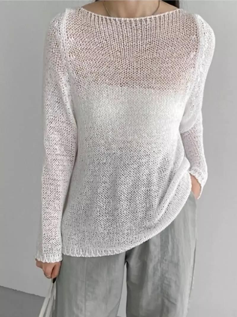 To U - Korean Women Fashion - #womensfashion - Roshell Slit Knit Tee - 2