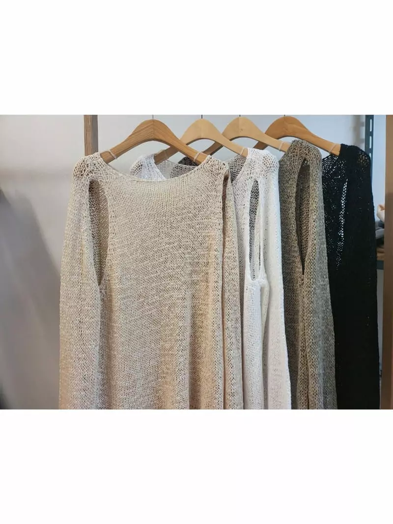 To U - Korean Women Fashion - #momslook - Roshell Slit Knit Tee - 4