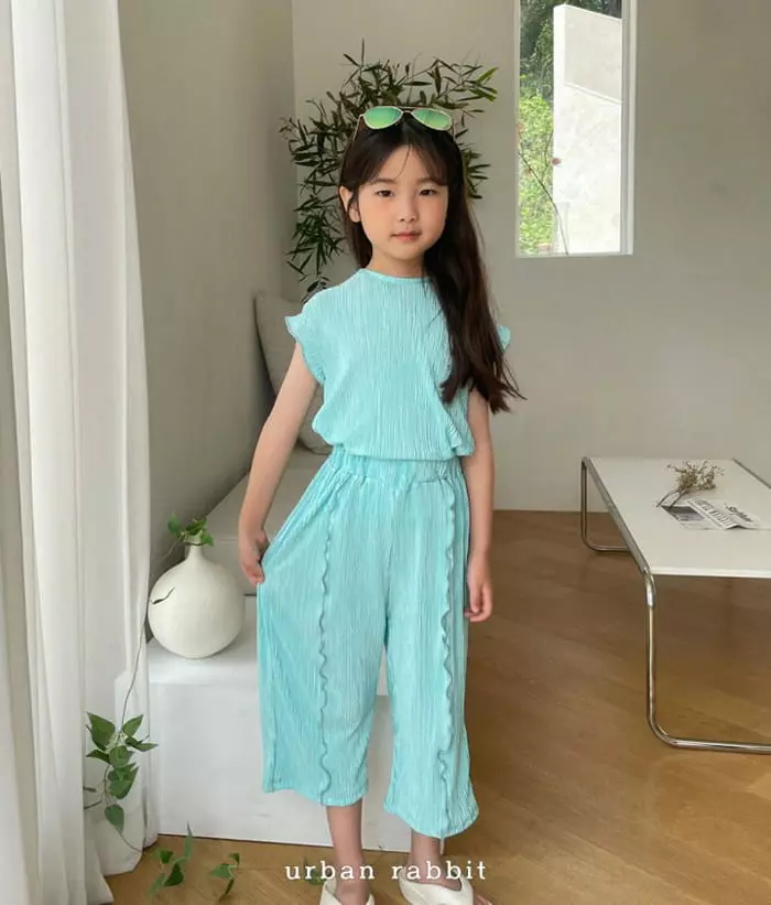 Urban Rabbit - Korean Children Fashion - #childrensboutique - Wave Pleats Top Bottom Set - 8