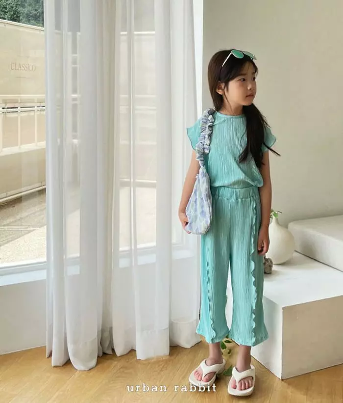 Urban Rabbit - Korean Children Fashion - #fashionkids - Wave Pleats Top Bottom Set - 11