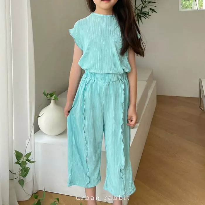 Urban Rabbit - Korean Children Fashion - #kidsshorts - Wave Pleats Top Bottom Set - 12