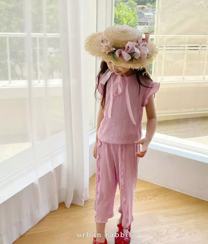 Urban Rabbit - Korean Children Fashion - #minifashionista - Wave Pleats Top Bottom Set - 2