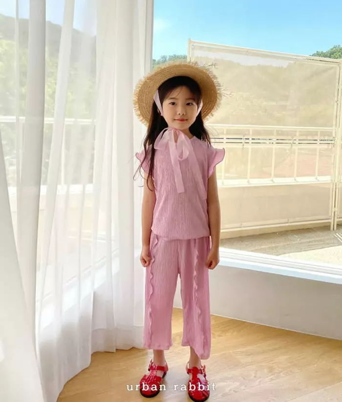 Urban Rabbit - Korean Children Fashion - #prettylittlegirls - Wave Pleats Top Bottom Set - 3