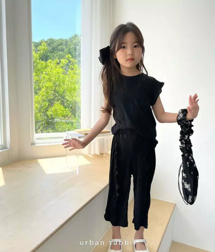 Urban Rabbit - Korean Children Fashion - #toddlerclothing - Wave Pleats Top Bottom Set - 5