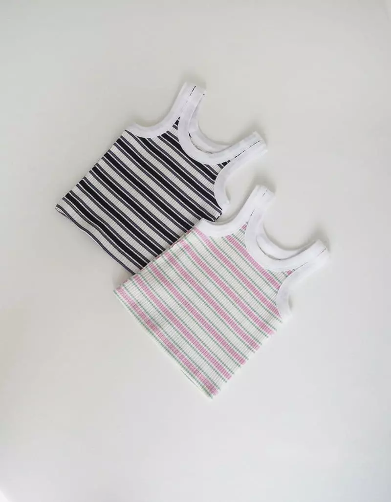 Zan Clover - Korean Children Fashion - #designkidswear - Stripes Rib Sleeveless