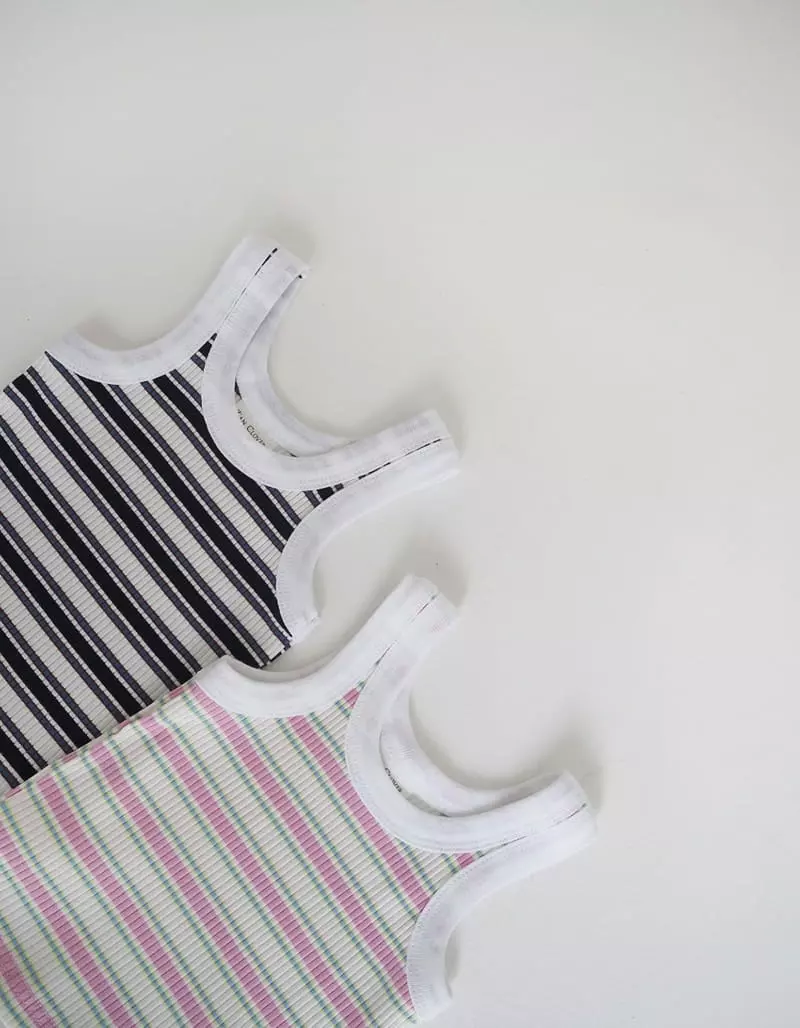 Zan Clover - Korean Children Fashion - #discoveringself - Stripes Rib Sleeveless - 2
