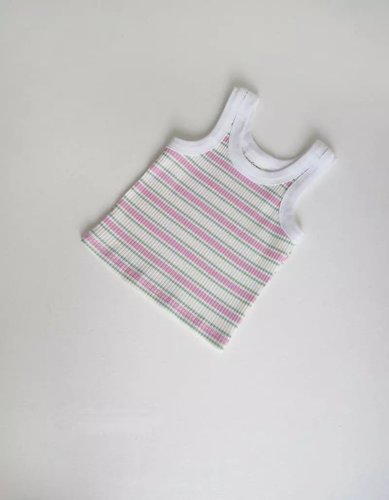 Zan Clover - Korean Children Fashion - #fashionkids - Stripes Rib Sleeveless - 3
