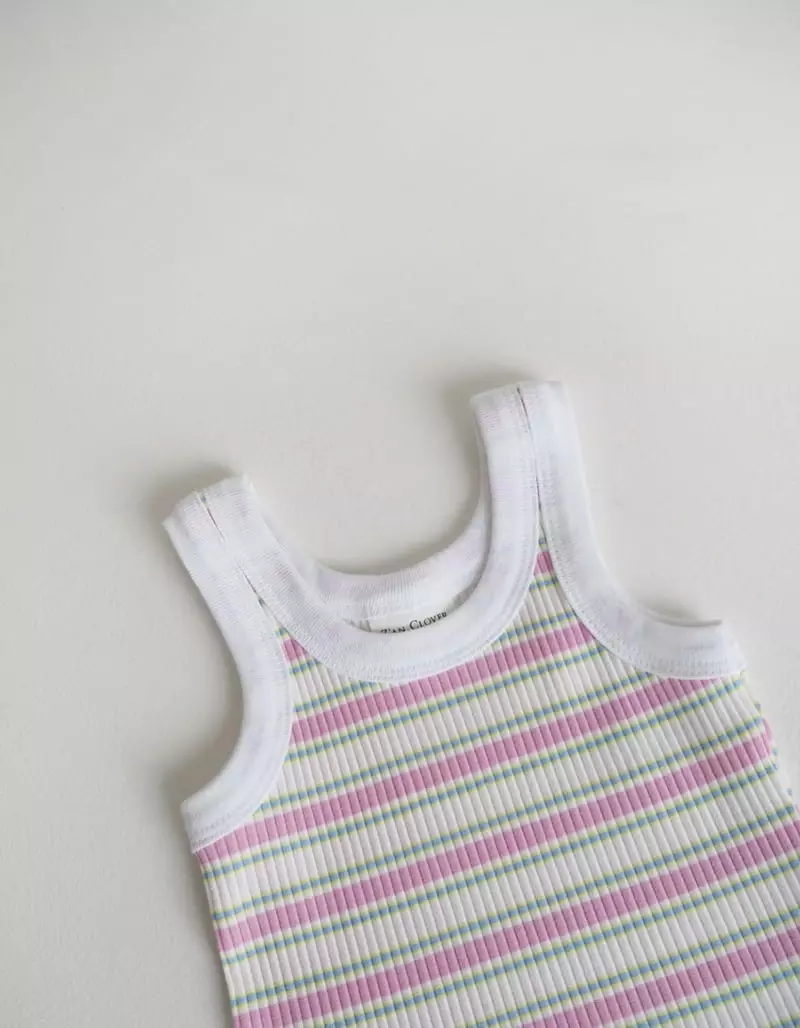 Zan Clover - Korean Children Fashion - #fashionkids - Stripes Rib Sleeveless - 4