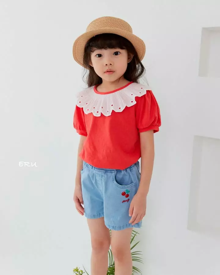e.ru - Korean Children Fashion - #minifashionista - Cherry Span Shorts Denim